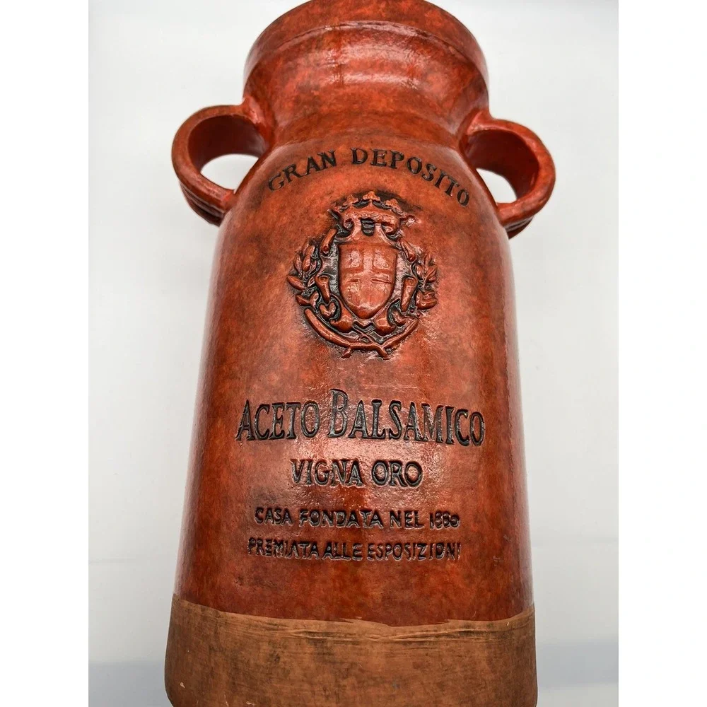 Vintage Heavy Ceramic Vase Gran Deposito Red Grain Italian 12.5
